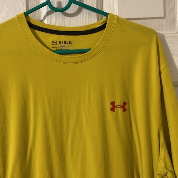Yellow with red logo under armor, T-shirt, size XL - Picture 2 of 2